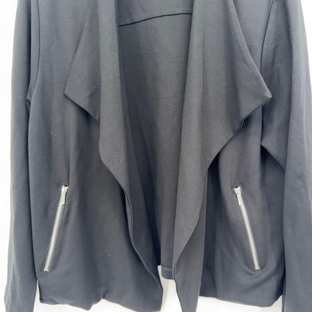 Massini Open Front Drape Neck Blazer Jacket Neutral Layering Black Plus Size 1X - Picture 3 of 8